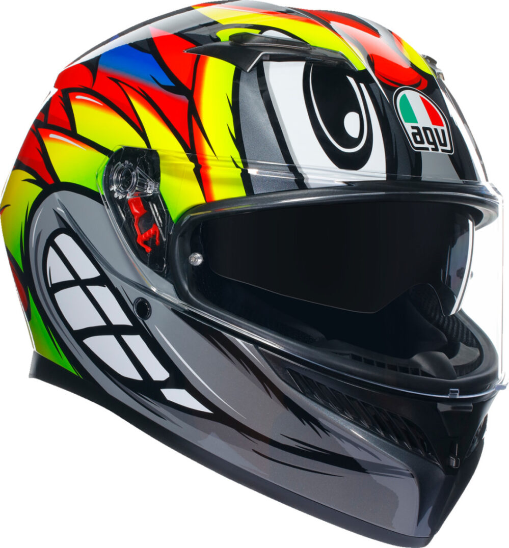 CASCO AGV K3 BIRDY2 GRIS AMARILLO ROJO