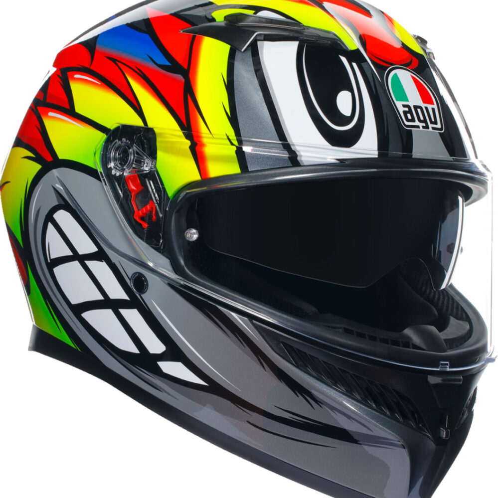 CASCO AGV K3 BIRDY2 GRIS AMARILLO ROJO