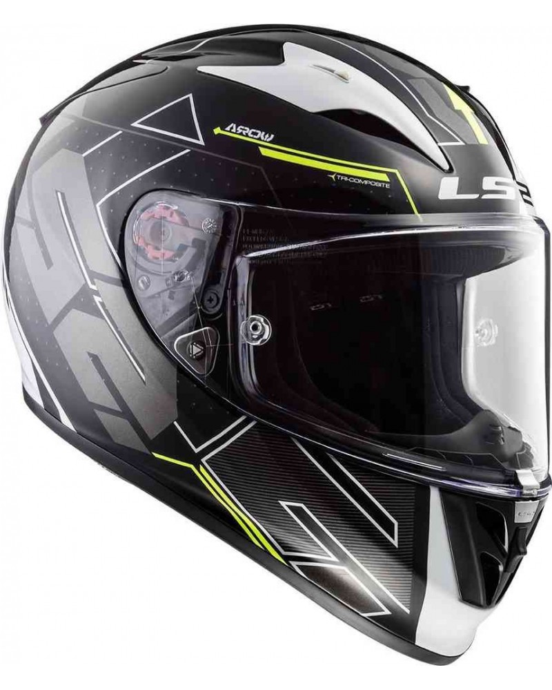 CASCO INTEGRAL LS2 ARROW EVO TECHNO NEGRO AZUL AMARILLO FLUORESCENTE