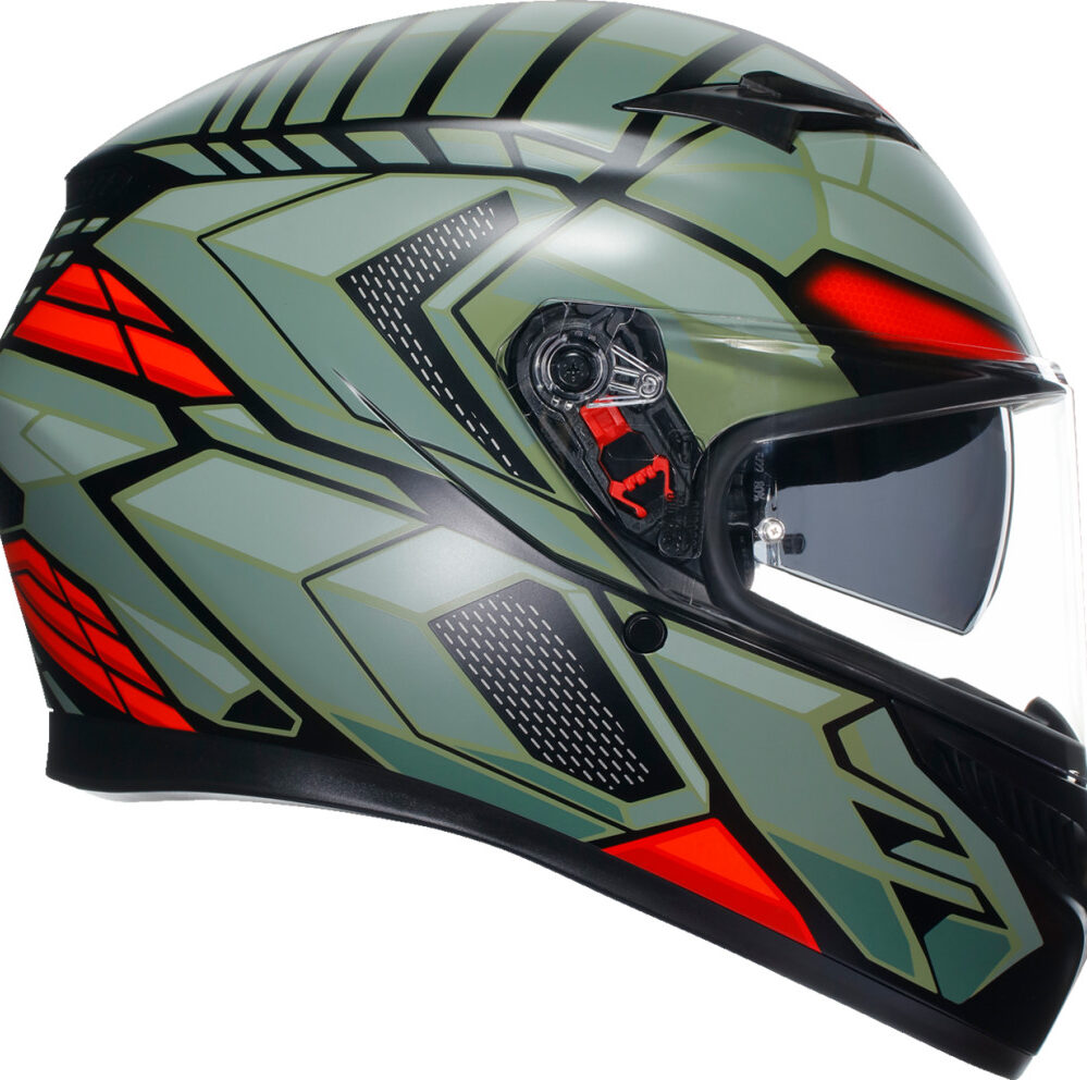 CASCO AGV K3 DECEPT ROJO VERDE NEGRO MATE