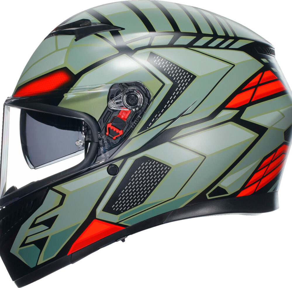 CASCO AGV K3 DECEPT ROJO VERDE NEGRO MATE