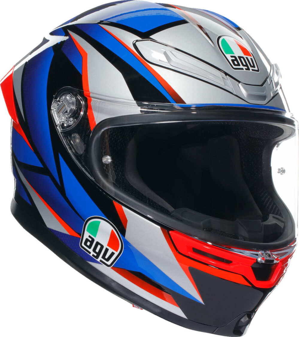 CASCO AGV K6S SLASHCUT NEGRO AZUL ROJO