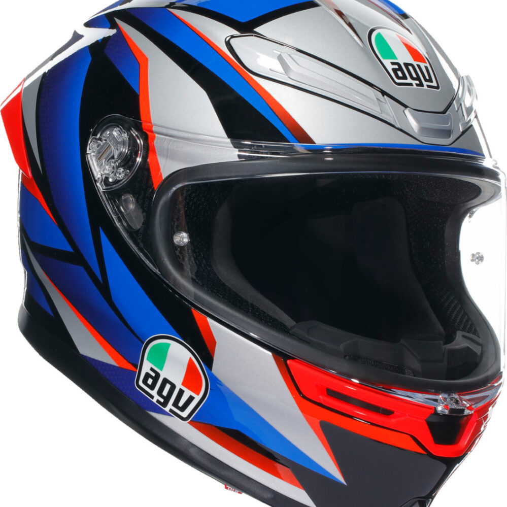 CASCO AGV K6S SLASHCUT NEGRO AZUL ROJO