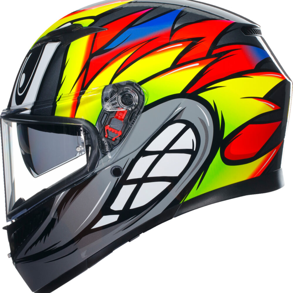 CASCO AGV K3 BIRDY2 GRIS AMARILLO ROJO