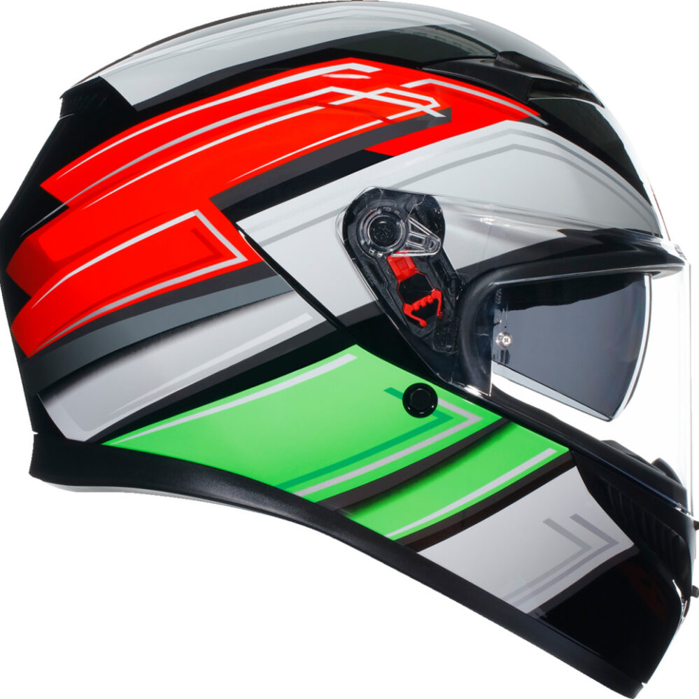 CASCO AGV K3 WING BLANCO ROJO VERDE