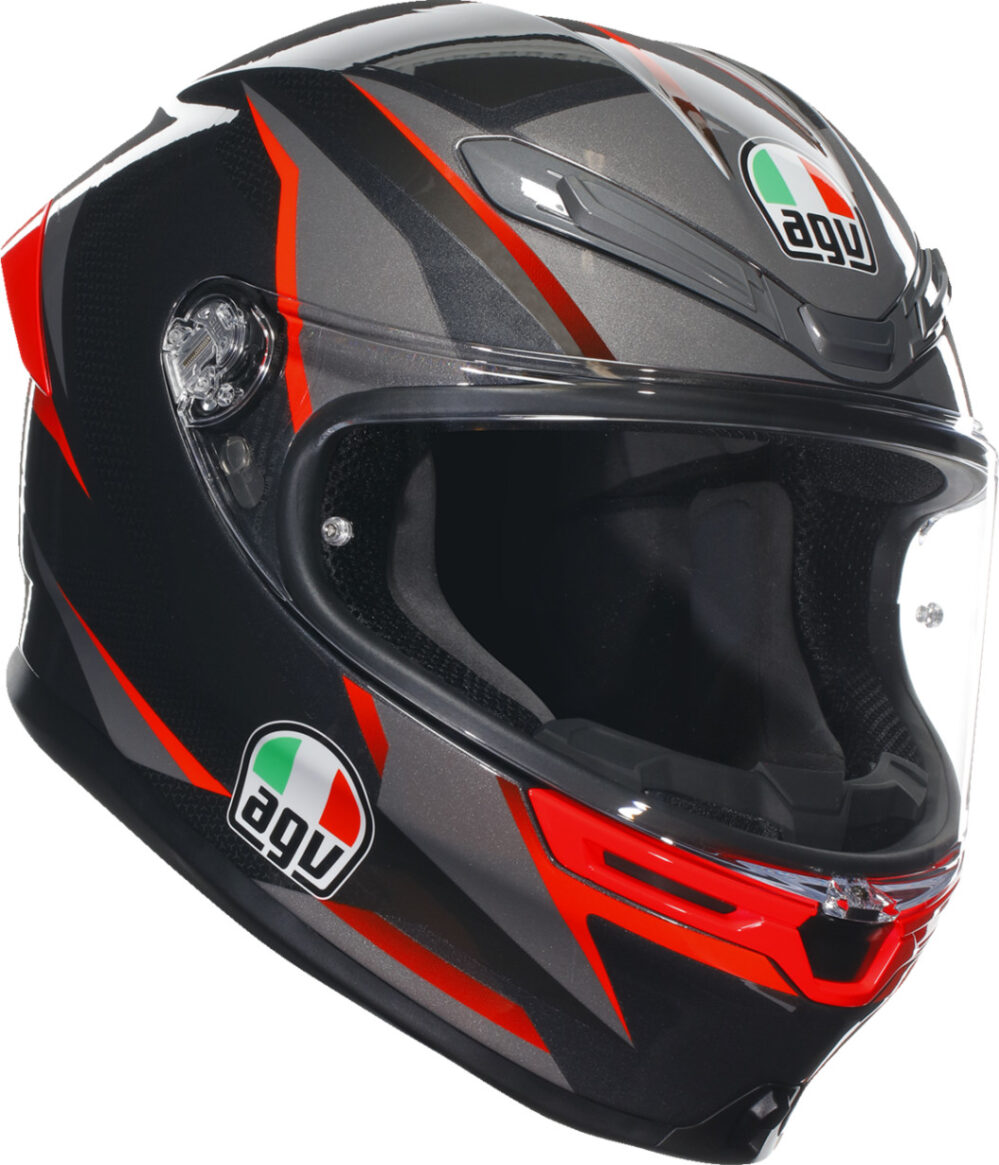 CASCO AGV K6S SLASHCUT NEGRO GRIS ROJO