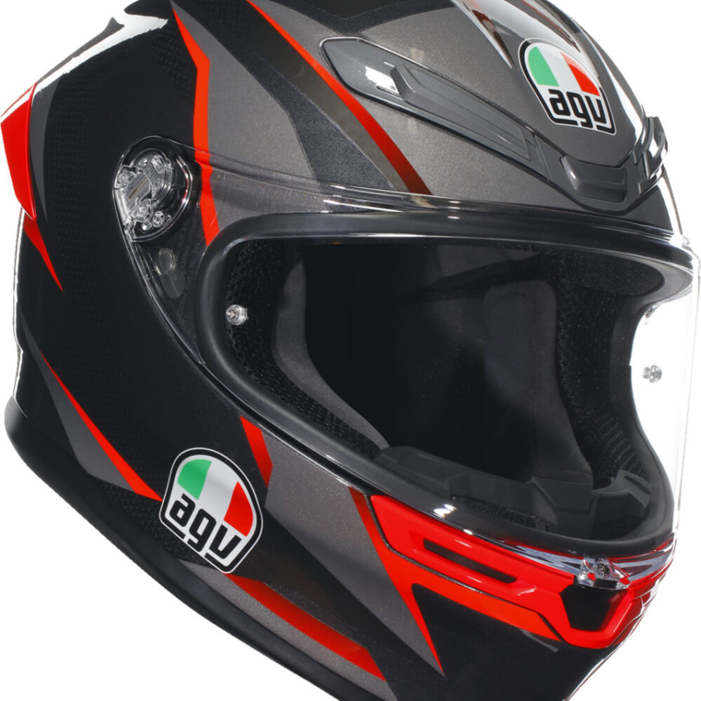 CASCO AGV K6S SLASHCUT NEGRO GRIS ROJO