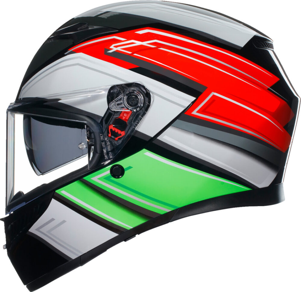 CASCO AGV K3 WING BLANCO ROJO VERDE - Imagen 2