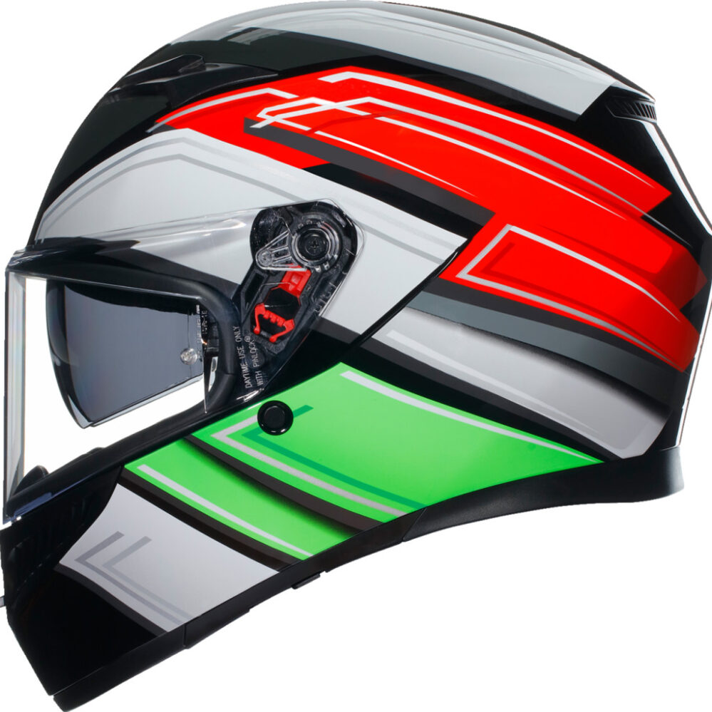 CASCO AGV K3 WING BLANCO ROJO VERDE