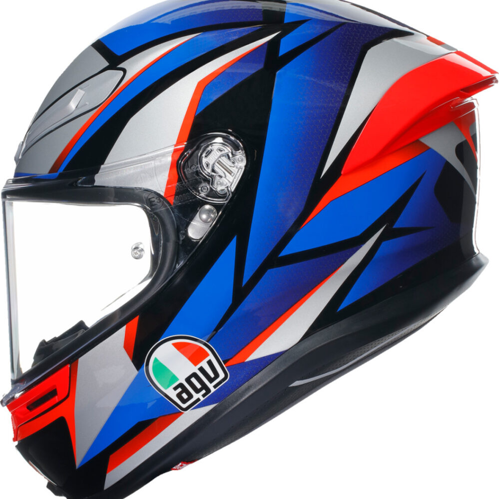 CASCO AGV K6S SLASHCUT NEGRO AZUL ROJO