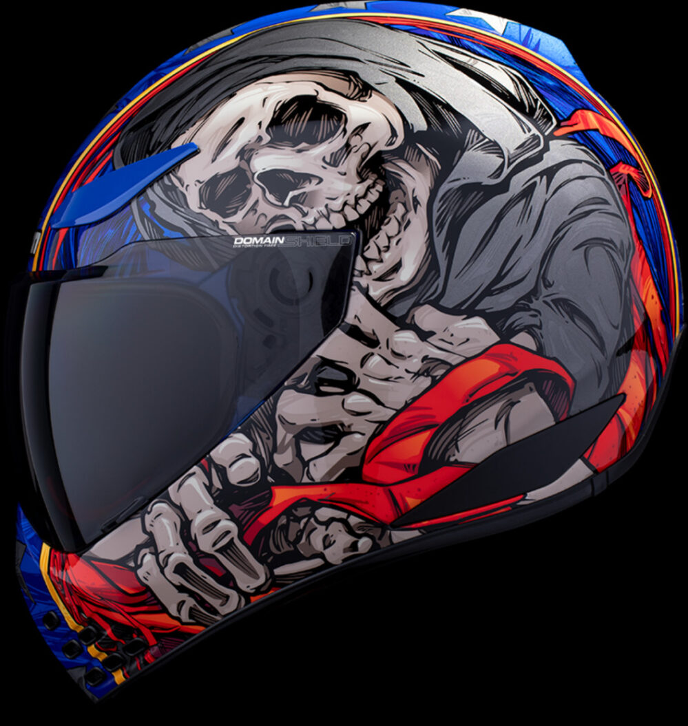 CASCO ICON DOMAIN REVERE BLANCO ROJO AZUL - Imagen 11