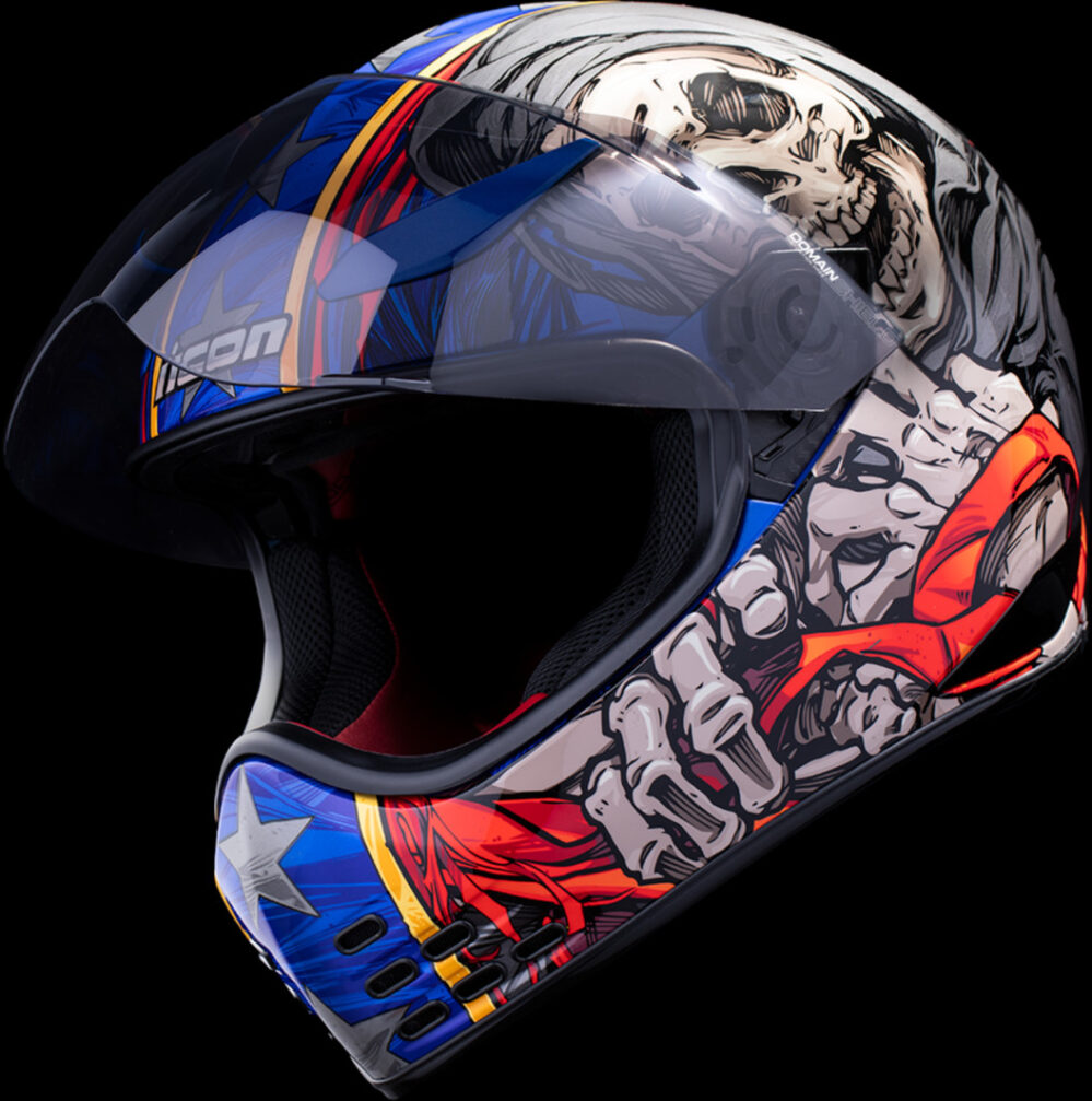 CASCO ICON DOMAIN REVERE BLANCO ROJO AZUL - Imagen 7