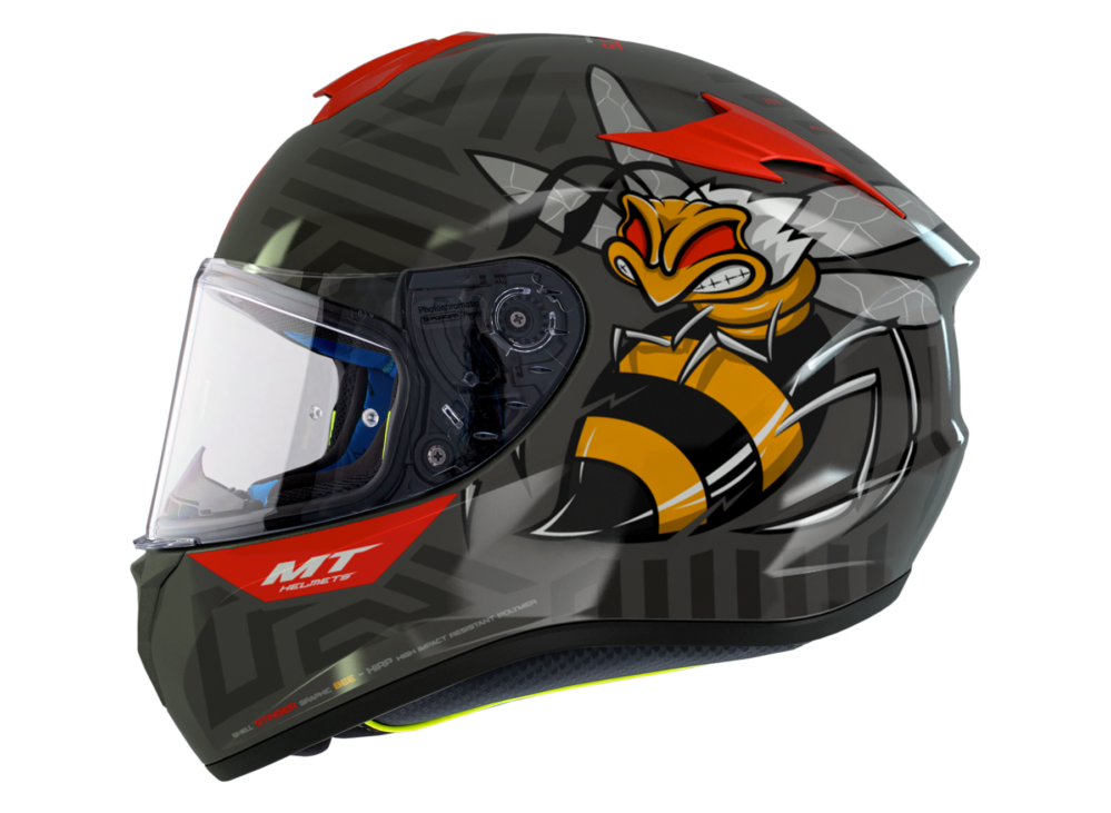 CASCO MT TARGO BEE B5 ROJO FLUOR BRILLO - Imagen 2