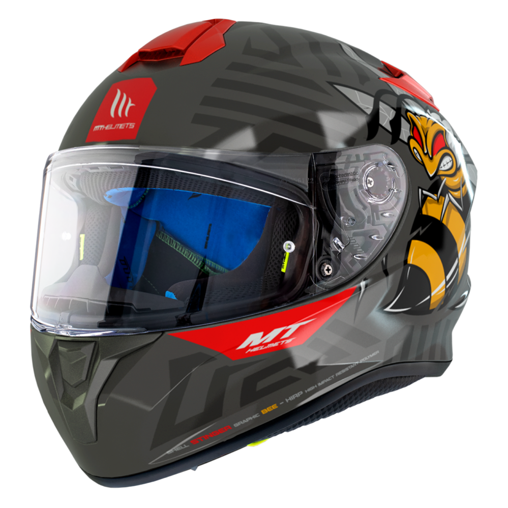 CASCO MT TARGO BEE B5 ROJO FLUOR BRILLO