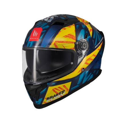 Casco MT BRAKER SV Fury C17 Amarillo Azul Brillo
