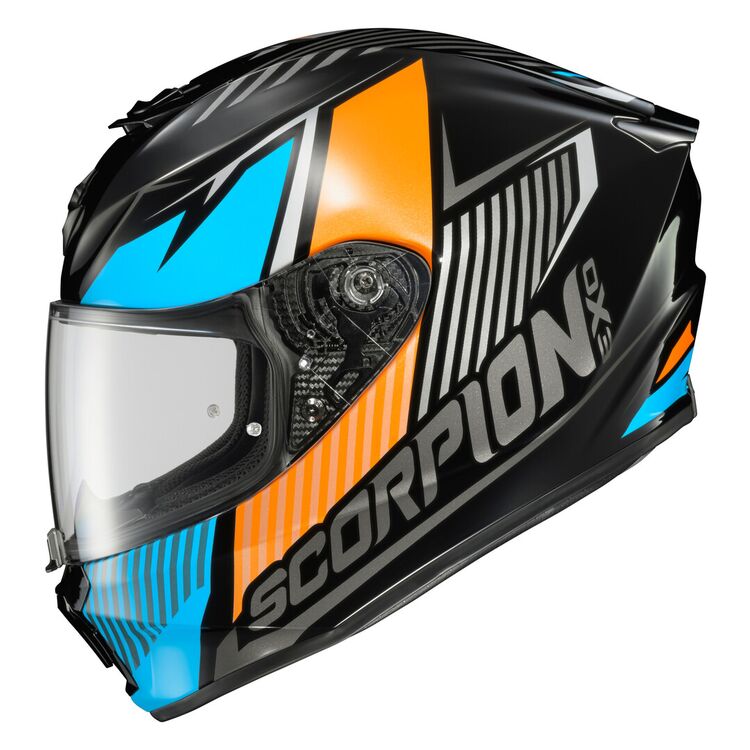 CASCO SCORPION EXO R330 HAWKER NEGRO AZUL NARANJA