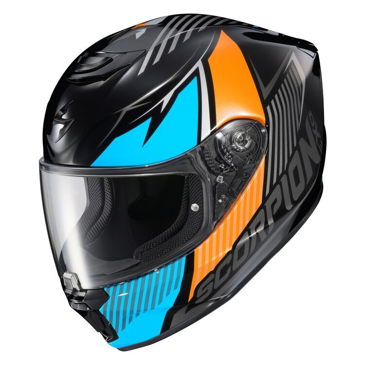 CASCO SCORPION EXO R330 HAWKER NEGRO AZUL NARANJA
