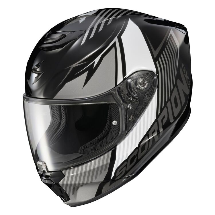 CASCO SCORPION EXO R330 HAWKER NEGRO BLANCO GRIS