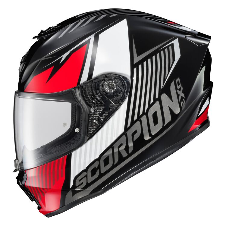 CASCO SCORPION EXO R330 HAWKER NEGRO BLANCO ROJO