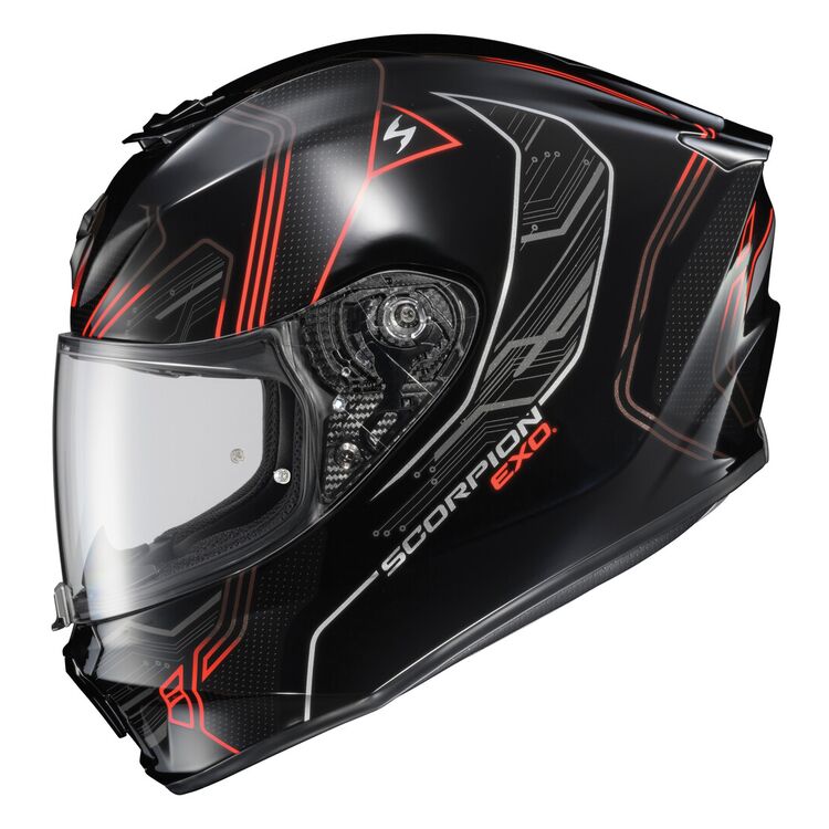 CASCO SCORPION EXO R330 BENDR BRILLO NEGRO ROJO