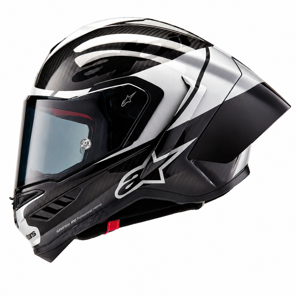 CASCO ALPINESTARS SUPERTECH R10 NEGRO CARBÓN PLATA BRILLO
