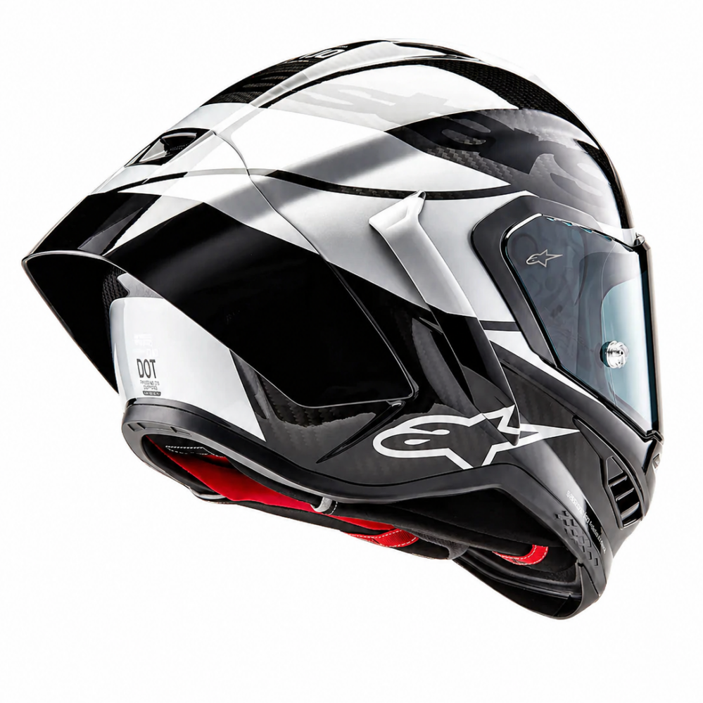 CASCO ALPINESTARS SUPERTECH R10 NEGRO CARBÓN PLATA BRILLO