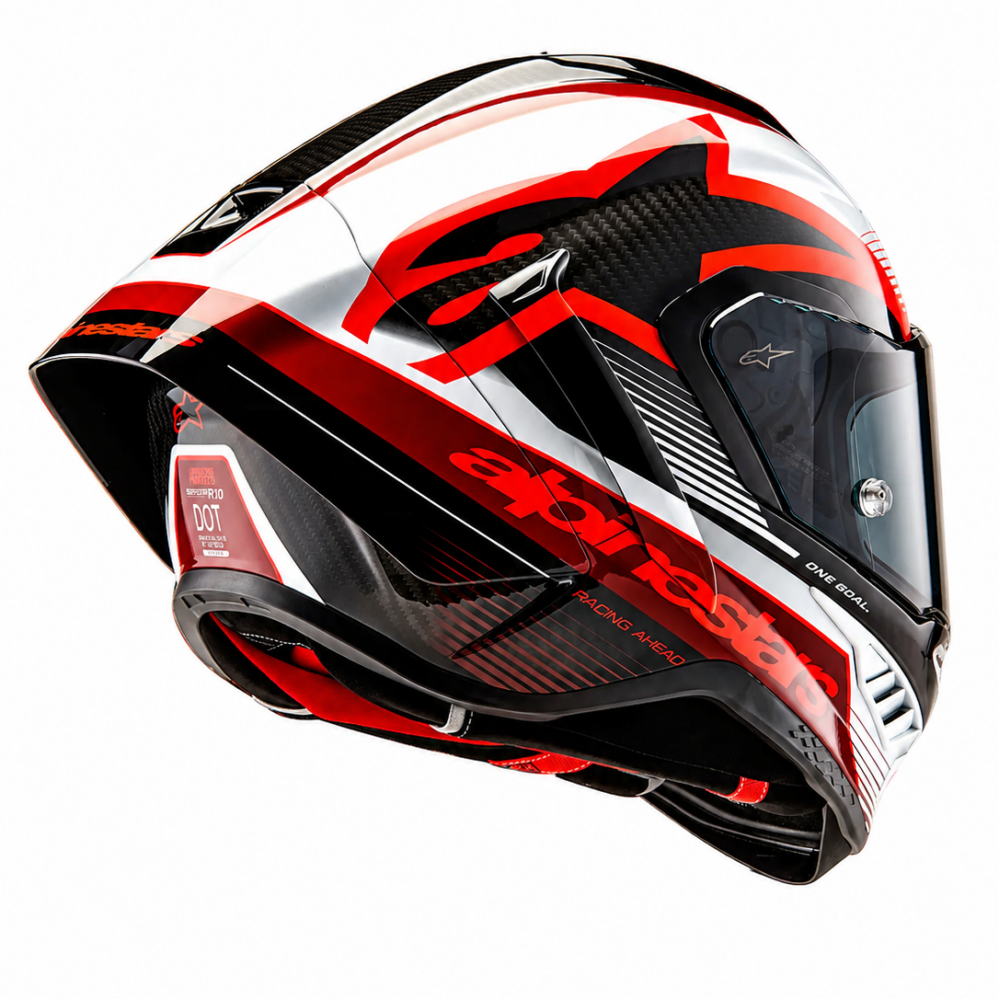 CASCO ALPINESTARS SUPERTECH R10 ROJO BLANCO CARBÓN NEGRO BRILLO