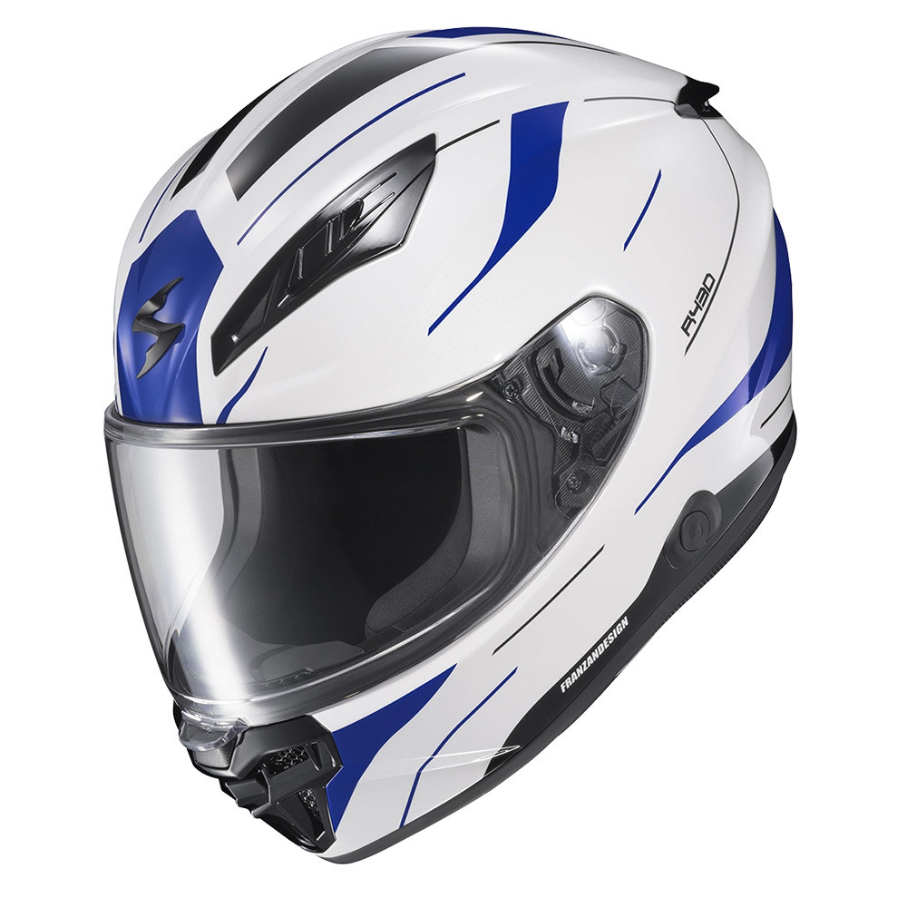 CASCO SCORPION EXO R430 CUTLASS BLANCO AZUL