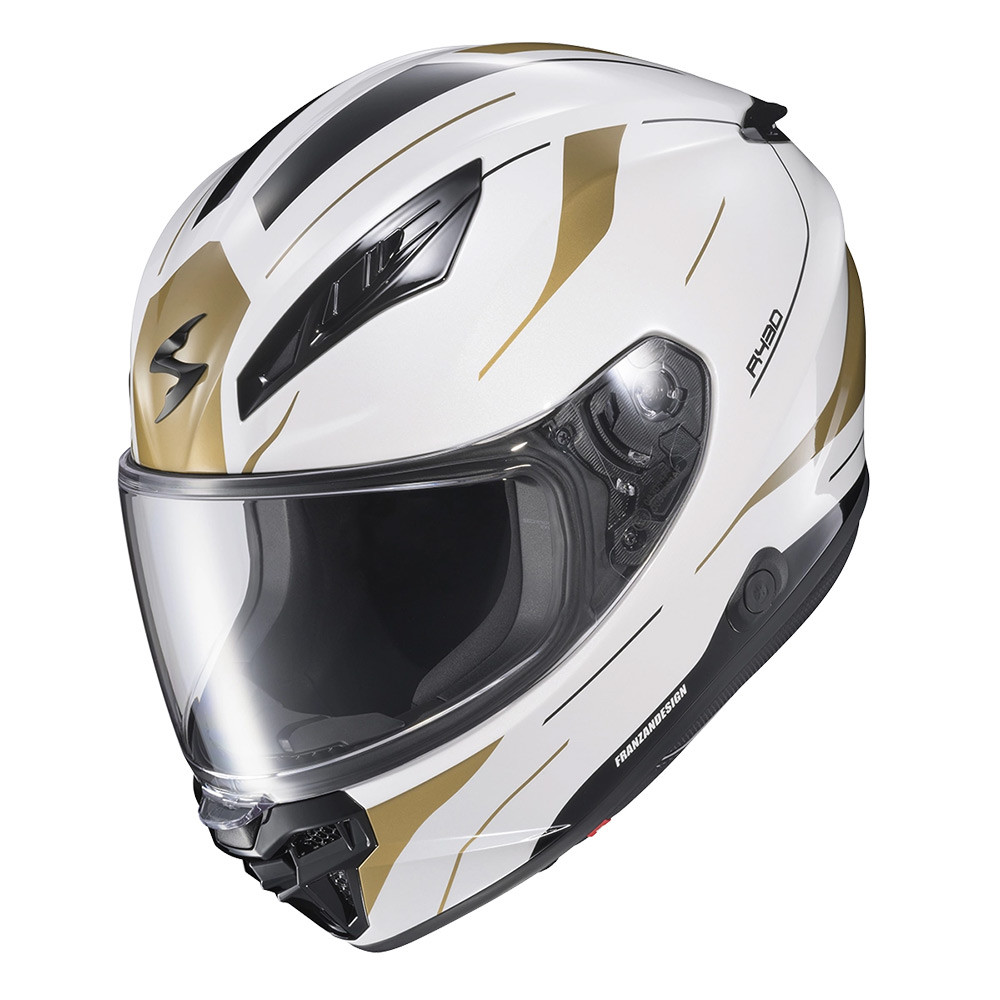 CASCO SCORPION EXO R430 CUTLASS BLANCO DORADO