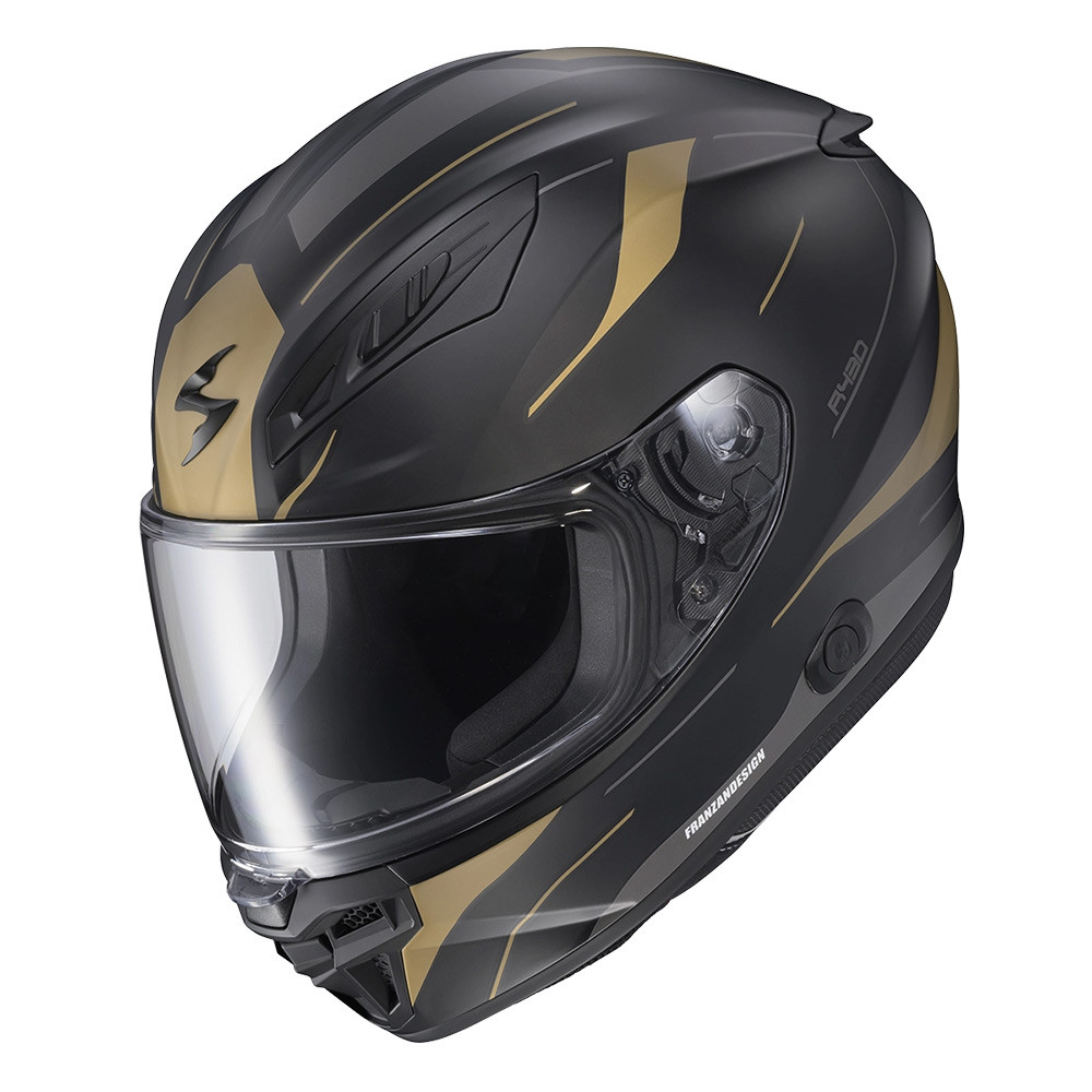 CASCO SCORPION EXO R430 CUTLASS NEGRO DORADO