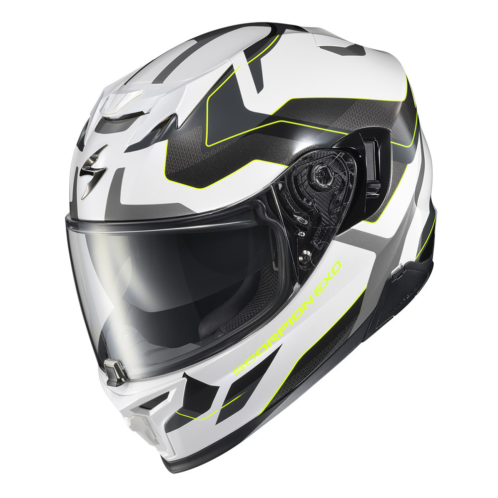 CASCO SCORPION EXO T520 ZUSE BLANCO AMARILLO BRILLO