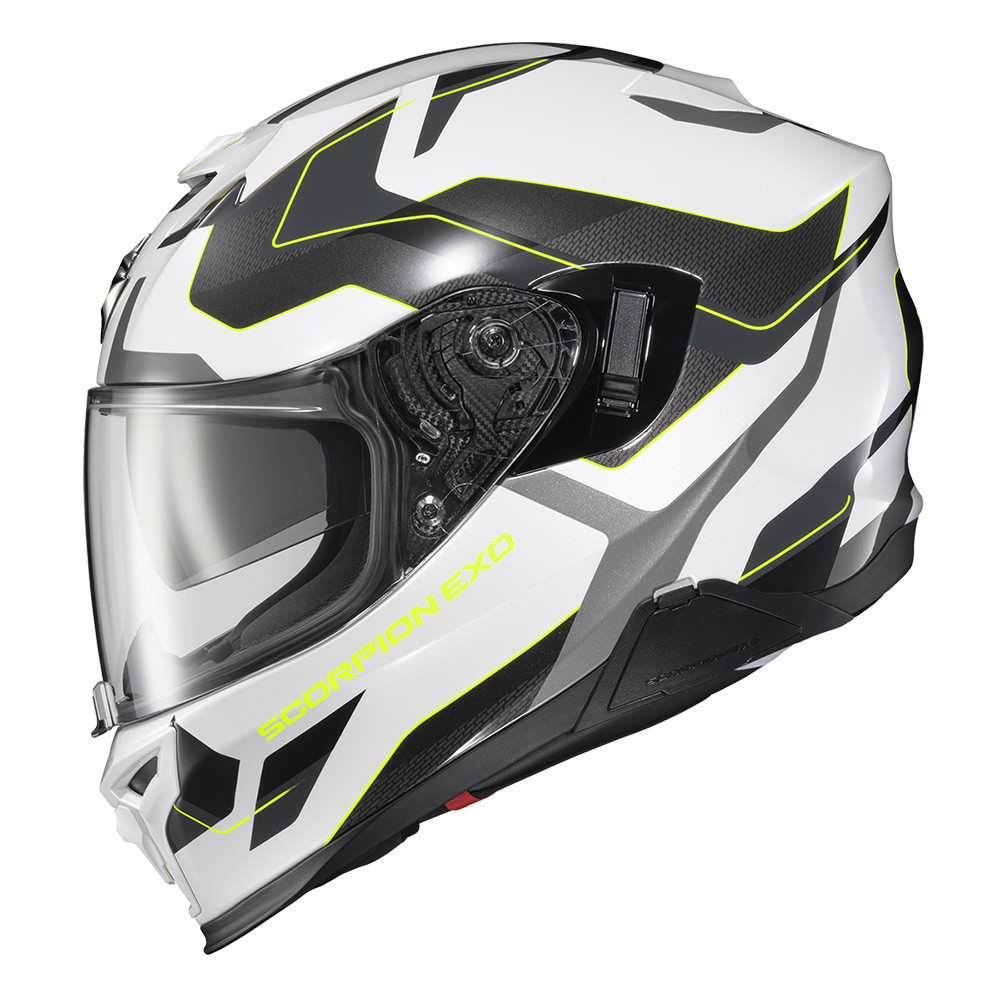 CASCO SCORPION EXO T520 ZUSE BLANCO AMARILLO BRILLO
