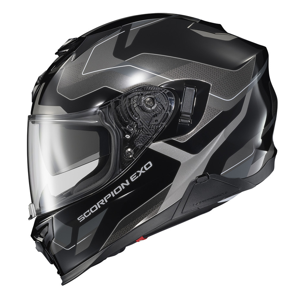 CASCO SCORPION EXO T520 ZUSE NEGRO GRIS BLANCO BRILLO