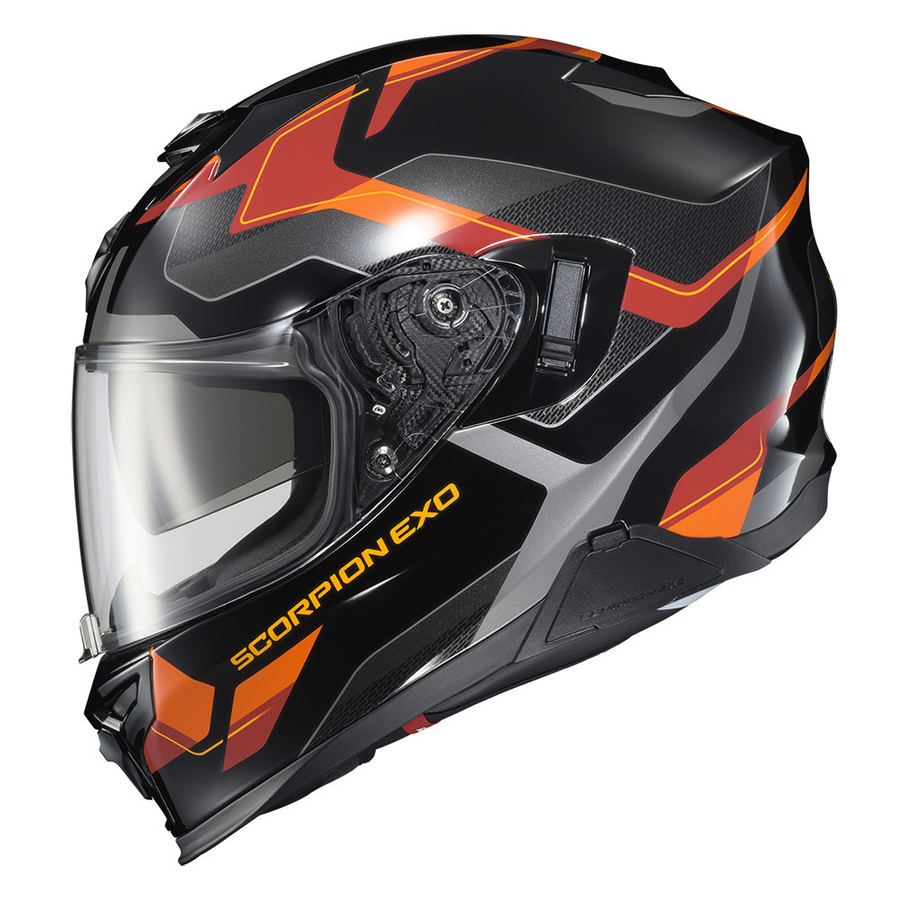 CASCO SCORPION EXO T520 ZUSE NEGRO NARANJA