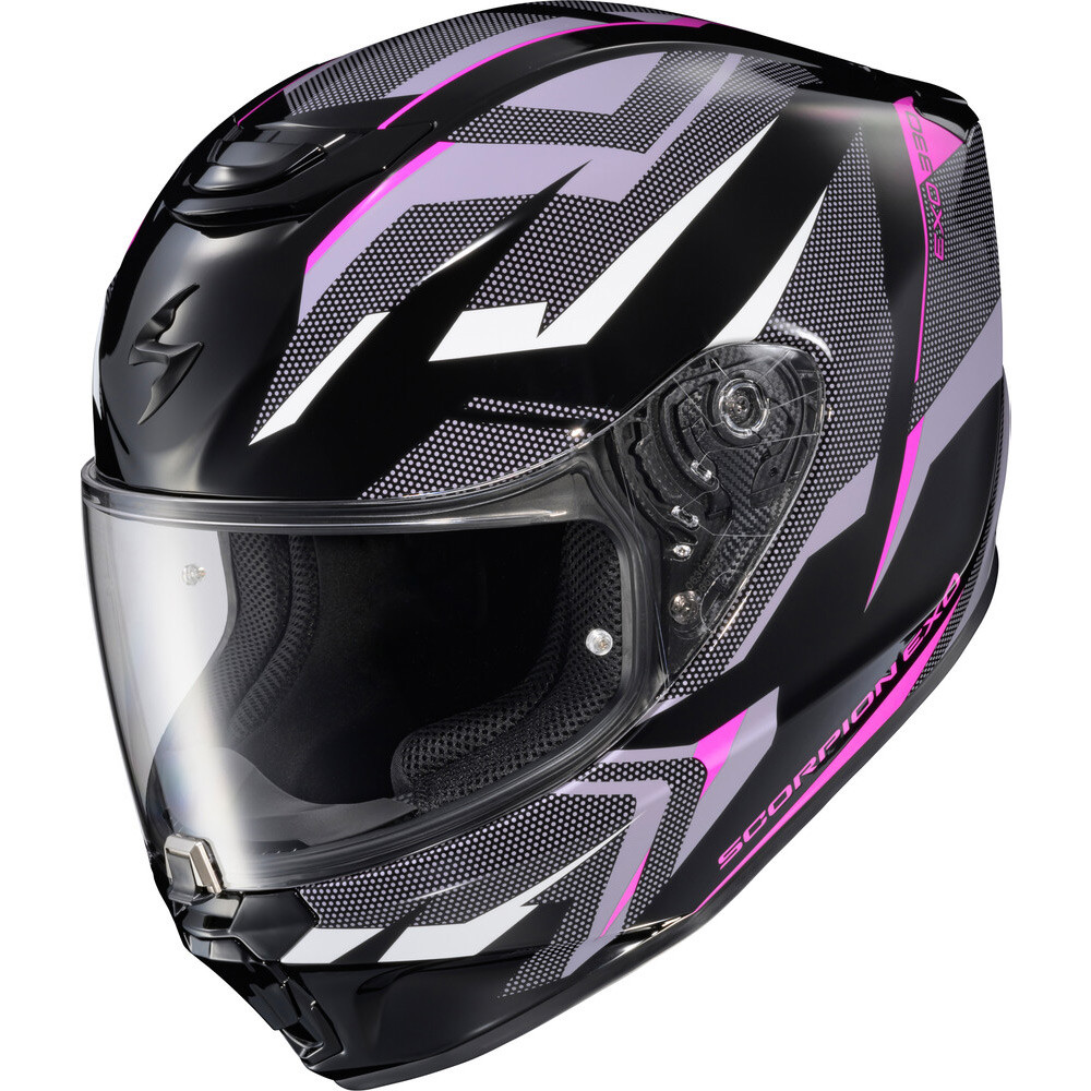 CASCO SCORPION EXO R330 SAGA NEGRO ROSADO PURPURA