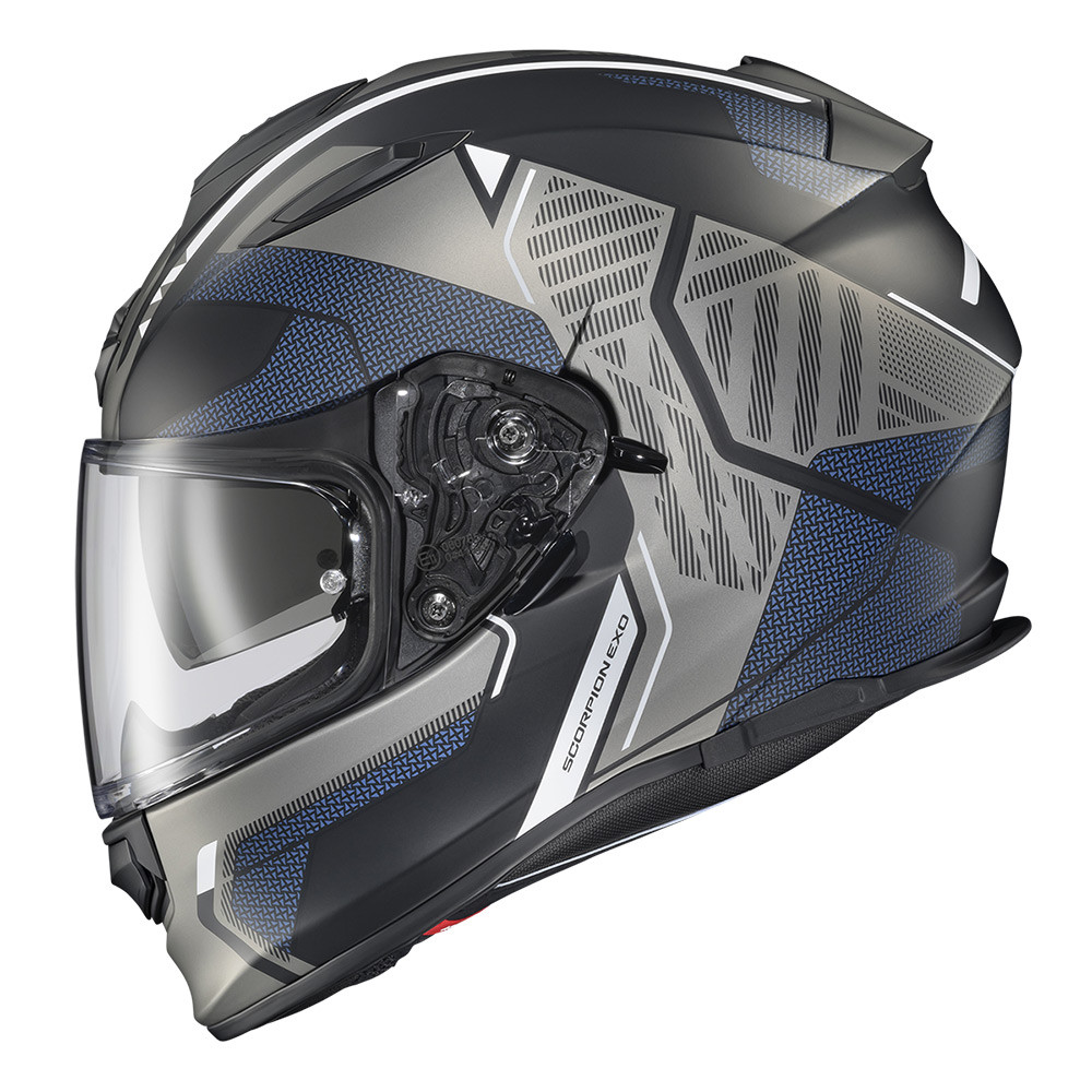 CASCO SCORPION RYZER SWITH NEGRO GRIS AZUL MATE