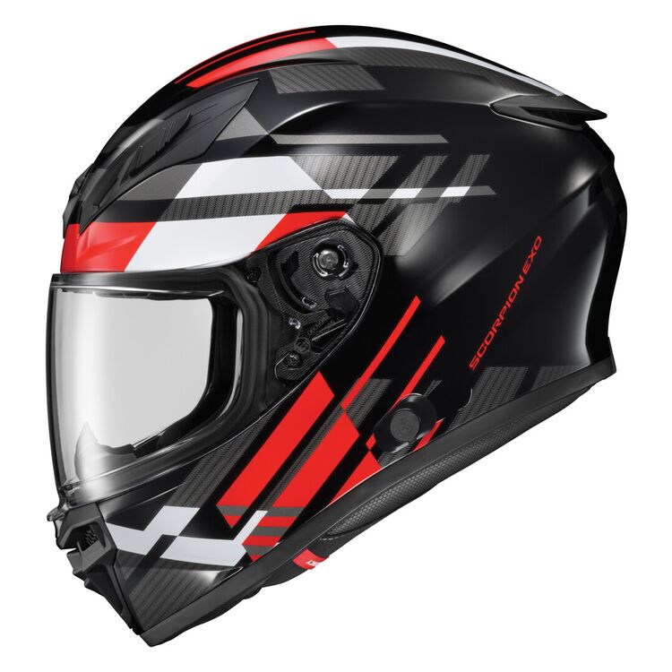 CASCO SCORPION EXO R430 PARADOX NEGRO ROJO
