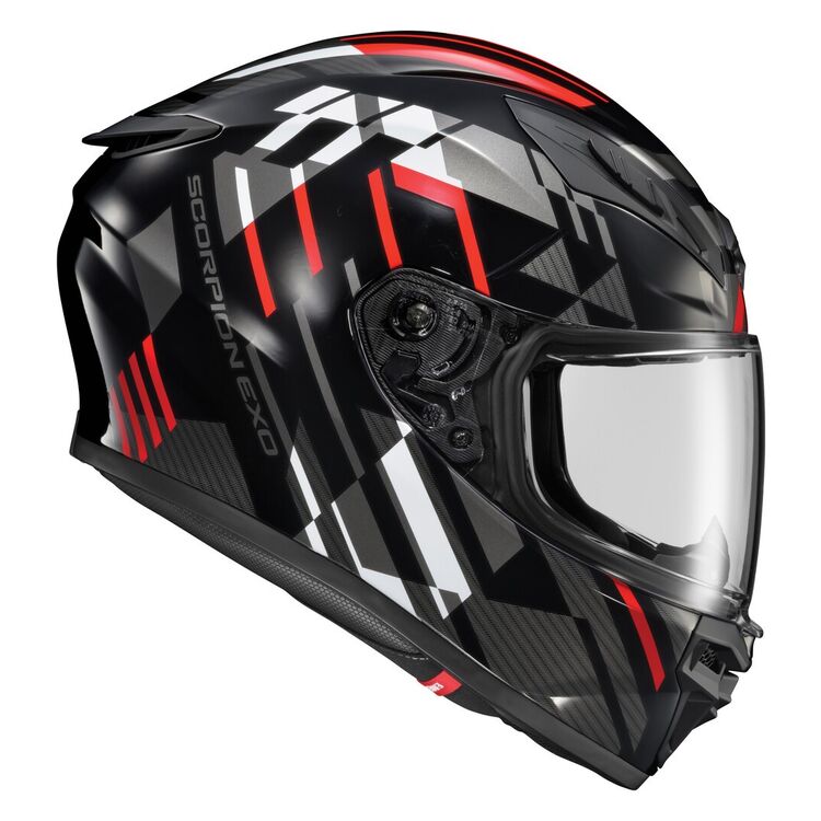 CASCO SCORPION EXO R430 PARADOX NEGRO ROJO