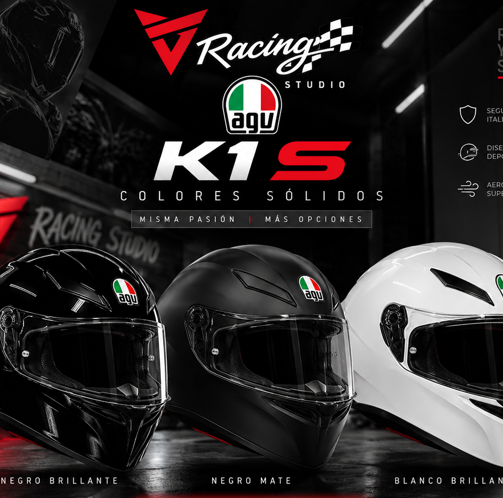 Combo AGV Solidos Racing Studio  Casco + Visor + Accesorios